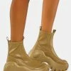 Koi Footwear Ankle Boots Khaki Raven Scars Bubble Chelsea Boots