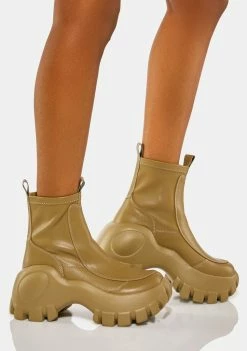 Koi Footwear Ankle Boots Khaki Raven Scars Bubble Chelsea Boots