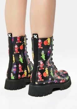 Best Pirce ๐ Koi Footwear X Teletubbies Multi Print Combat ๐ฅพ Boots โ๏ธ 11 Koi Footwear X Teletubbies Multi Print Combat Boots