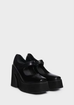 Koi Footwear Black Ambrosia Mary Jane Platform Heels Block Heels