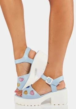 Koi Footwear Gladiator Sandals Blue Sticky Sweet Heart Sandals