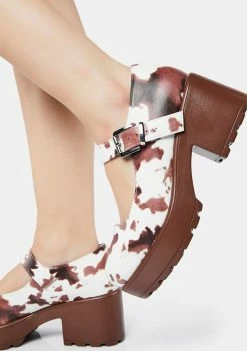 Koi Footwear Brown Cow Tira Mary Janes
