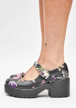 Koi Footwear Black Floral Tira Mary Janes Flats