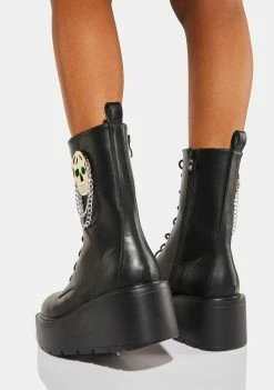 Koi Footwear Lace-Up Boots Yorick Mansion Platform Skull Boots