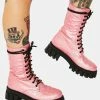 Koi Footwear Boots & Booties Fontane Pink Croc Combat Boots