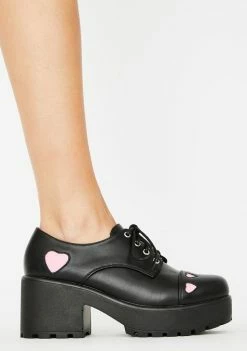Koi Footwear Oxford Platforms Pink Heart Tennin Platform Oxfords