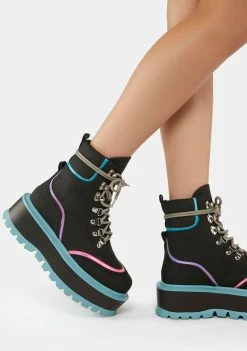 Koi Footwear Spectre Turquoise Boots Combat Boots