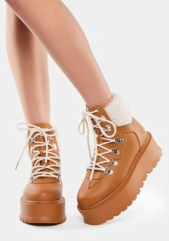 Koi Footwear Brown Kaldor Platform Hiker Boots Combat Boots