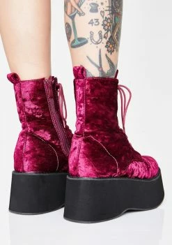 Koi Footwear Platforms Wine Oracle Velvet Boots