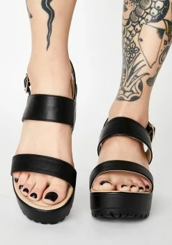 Hot Sale β€οΈ Koi Footwear Black Cleated Platform π©΄ Sandals Platforms π 8 Koi Footwear Black Cleated Platform Sandals Platforms