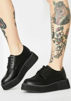 Koi Footwear Black Platform Oxford Sneakers Platforms