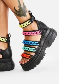 Koi Footwear Rainbow Strident Chain Gladiator Sandals