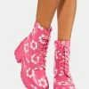 Koi Footwear Orchis Charm Pink Flower Power Combat Boots