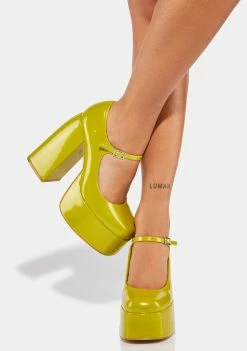 Koi Footwear Lime Sweet Attitude Platform Heels