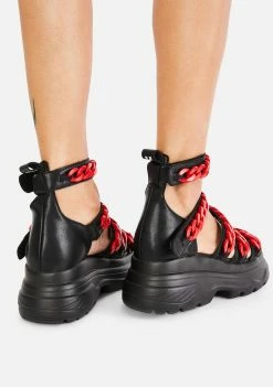 Koi Footwear Red Strident Chain Gladiator Sandals